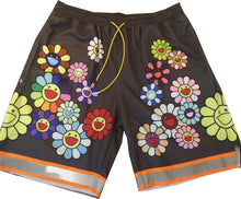 Load image into Gallery viewer, Homage To Murakami Black/Orange Reflective Basketball Shorts
